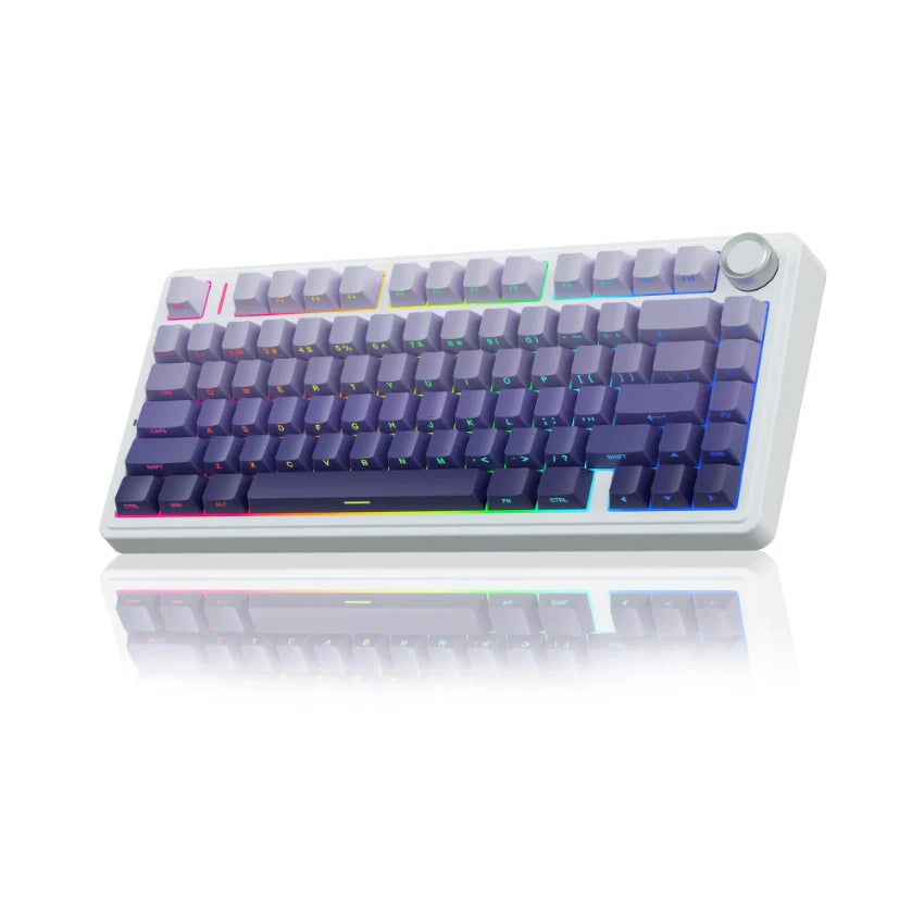 Aula F75 Purple (Side-Printed), Hotswap RGB Gasket Bluetooth Wireless, Tastatura Mecanica Gaming, Mov