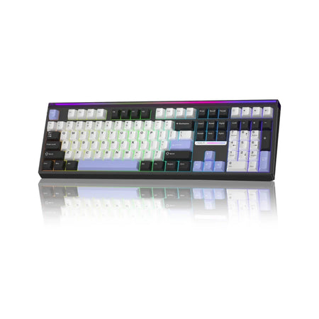Aula H108 Black White, Hotswap RGB Gasket Bluetooth Wireless, Tastatura Mecanica Gaming, Negru