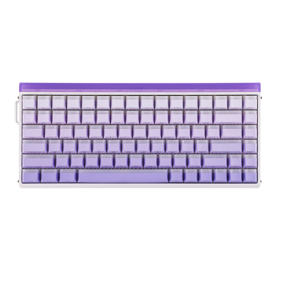 Aula HERO84 8K White Purple Contours, RGB Tray-Mount, Hall Effect (Magnetica), Tastatura Gaming, Layout 75%, Alb