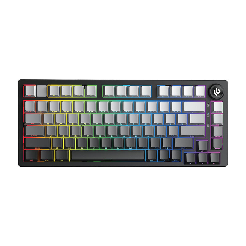 Leobog Hi75C Grey Gradient (Side-Printed), Aluminium Case, Hotswap RGB Gasket, Wireless Bluetooth/2.4G/USB-C, 75% Layout, Tastatura Mecanica Gaming, Negru