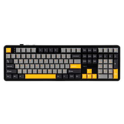Aula F108 Grey Yellow, Hotswap RGB Gasket Bluetooth Wireless, Tastatura Mecanica Gaming, Gri