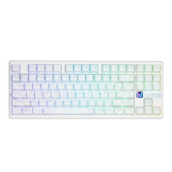 Aula F87 PRO V2, White Contours, Hotswap RGB Gasket Bluetooth Wireless, Tastatura Mecanica Gaming, Alb
