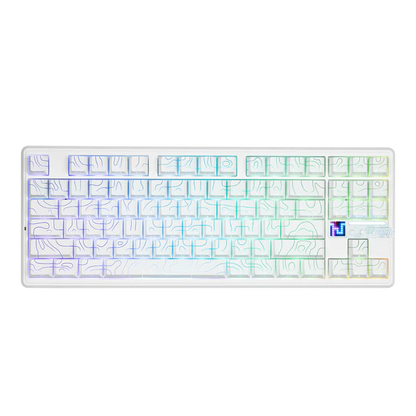 Aula F87 PRO V2, White Contours, Hotswap RGB Gasket Bluetooth Wireless, Tastatura Mecanica Gaming, Alb