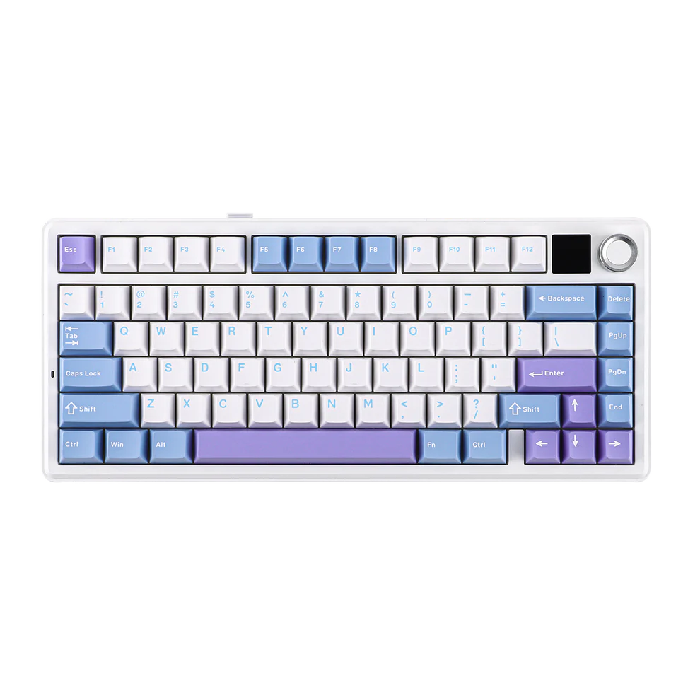 Aula F75 MAX White Purple, Hotswap RGB Gasket Bluetooth Wireless, Tastatura Mecanica Gaming, Alb