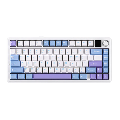 Aula F75 MAX White Purple, Hotswap RGB Gasket Bluetooth Wireless, Tastatura Mecanica Gaming, Alb