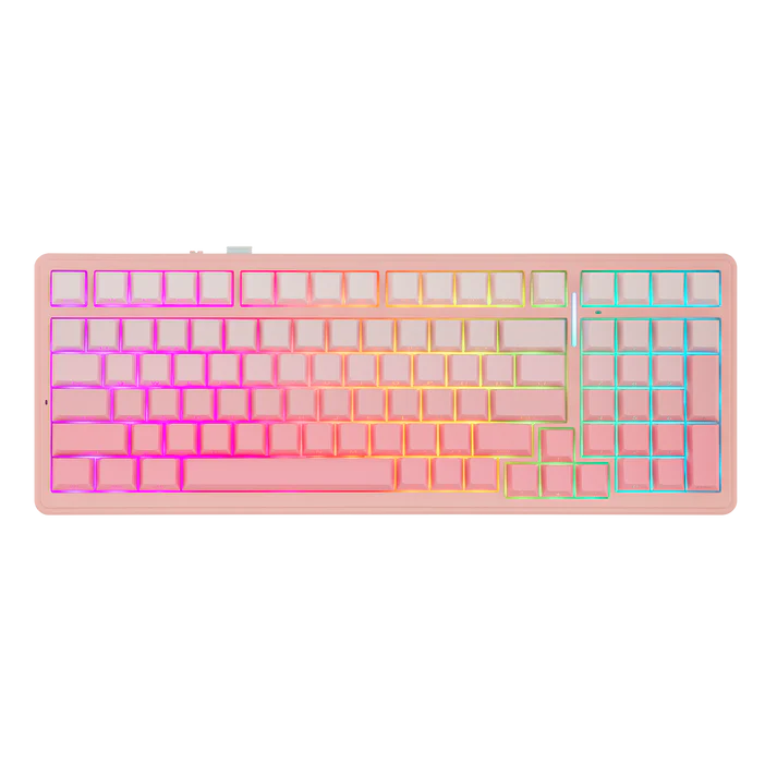 Aula F99 Pink (Side-Printed), Hotswap RGB Gasket Bluetooth Wireless, Tastatura Mecanica Gaming, Roz