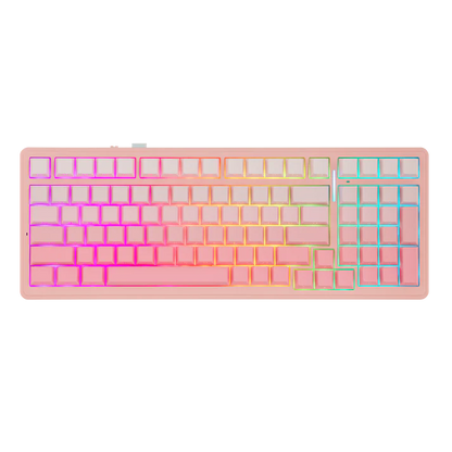 Aula F99 Pink (Side-Printed), Hotswap RGB Gasket Bluetooth Wireless, Tastatura Mecanica Gaming, Roz
