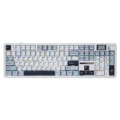 Aula F108 PRO White Blue, Hotswap RGB Gasket Bluetooth Wireless, Tastatura Mecanica Gaming, Alb