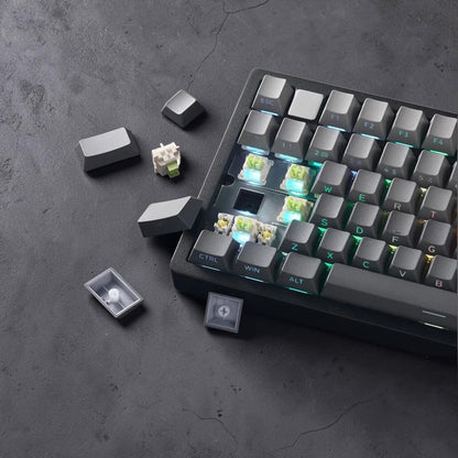 Leobog Hi75C Grey Gradient (Side-Printed), Aluminium Case, Hotswap RGB Gasket, Wireless Bluetooth/2.4G/USB-C, 75% Layout, Tastatura Mecanica Gaming, Negru