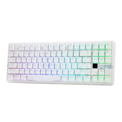 Aula F87 PRO V2, White Contours, Hotswap RGB Gasket Bluetooth Wireless, Tastatura Mecanica Gaming, Alb
