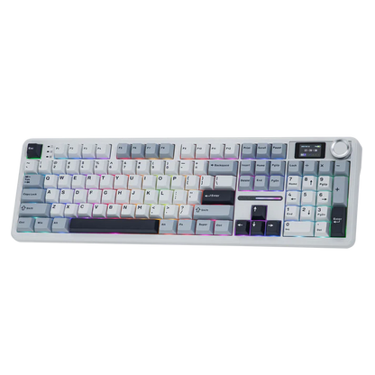 Aula F108 PRO White Blue, Hotswap RGB Gasket Bluetooth Wireless, Tastatura Mecanica Gaming, Alb
