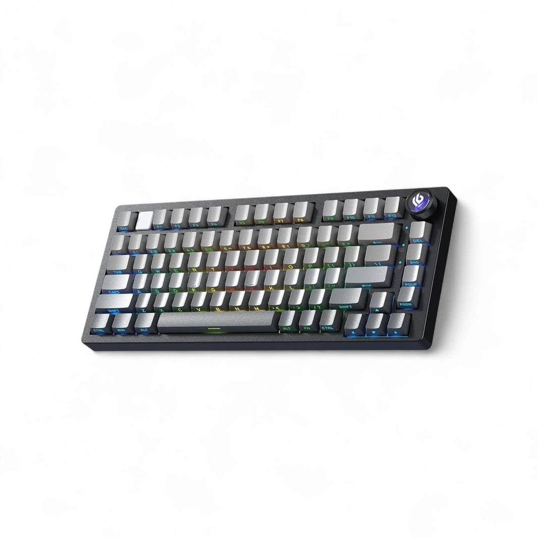 Leobog Hi75C Grey Gradient (Side-Printed), Aluminium Case, Hotswap RGB Gasket, Wireless Bluetooth/2.4G/USB-C, 75% Layout, Tastatura Mecanica Gaming, Negru