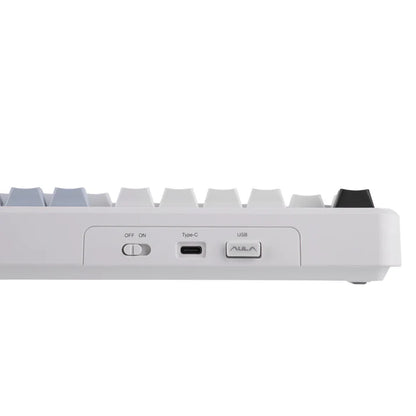 Aula F108 PRO White Blue, Hotswap RGB Gasket Bluetooth Wireless, Tastatura Mecanica Gaming, Alb