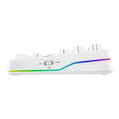 Aula F87 PRO V2, White Contours, Hotswap RGB Gasket Bluetooth Wireless, Tastatura Mecanica Gaming, Alb