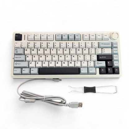 Aula F75 Light Blue, Hotswap RGB Gasket Wired, Tastatura Mecanica Gaming, Alb cu Fir