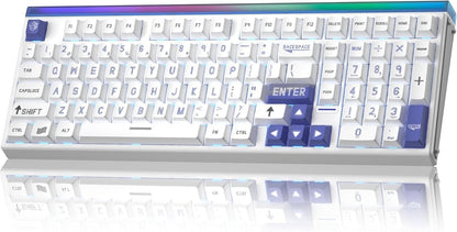 Aula HERO99 8K White Blue, RGB Gasket, Hall Effect (Magnetica), Tastatura Gaming, Layout 99%, Alb