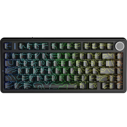 Aula F75 HE Black Contour, RGB Gasket Tri-Mode Bluetooth Wireless, Hall Effect (Magnetica), Tastatura Gaming, Layout 75%, Negru