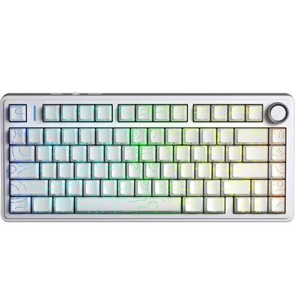 Aula F75 HE White Contour, RGB Gasket Tri-Mode Bluetooth Wireless, Hall Effect (Magnetica), Tastatura Gaming, Layout 75%, Alb