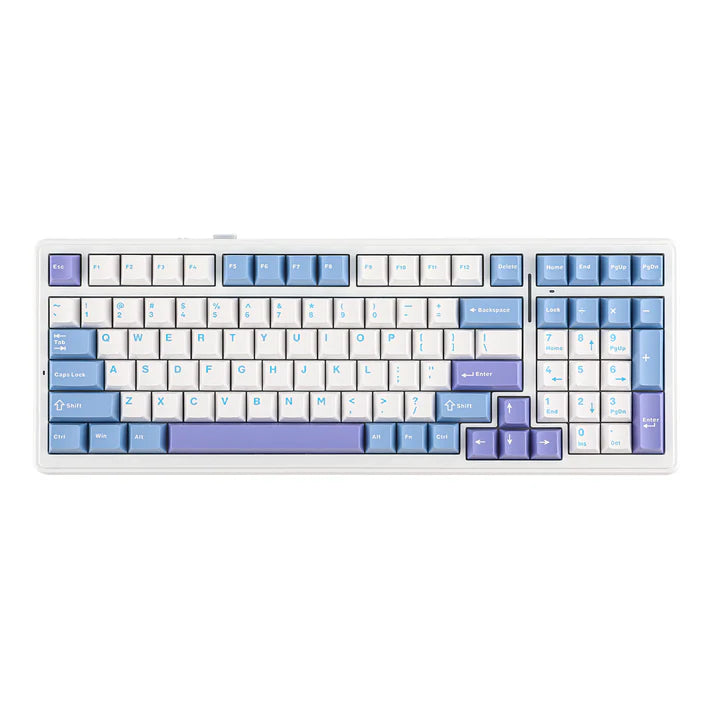 Aula F99 White Purple, Hotswap RGB Gasket Bluetooth Wireless, Tastatura Mecanica Gaming, Alb
