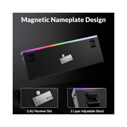 Aula H108 Black White, Hotswap RGB Gasket Bluetooth Wireless, Tastatura Mecanica Gaming, Negru