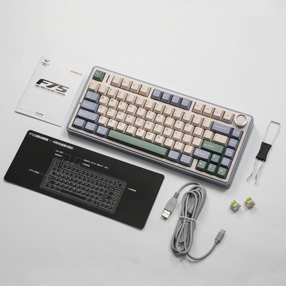 RESIGILAT: Aula F75 verde Hotswap RGB Gasket Bluetooth Wireless Tastatura Mecanica Gaming