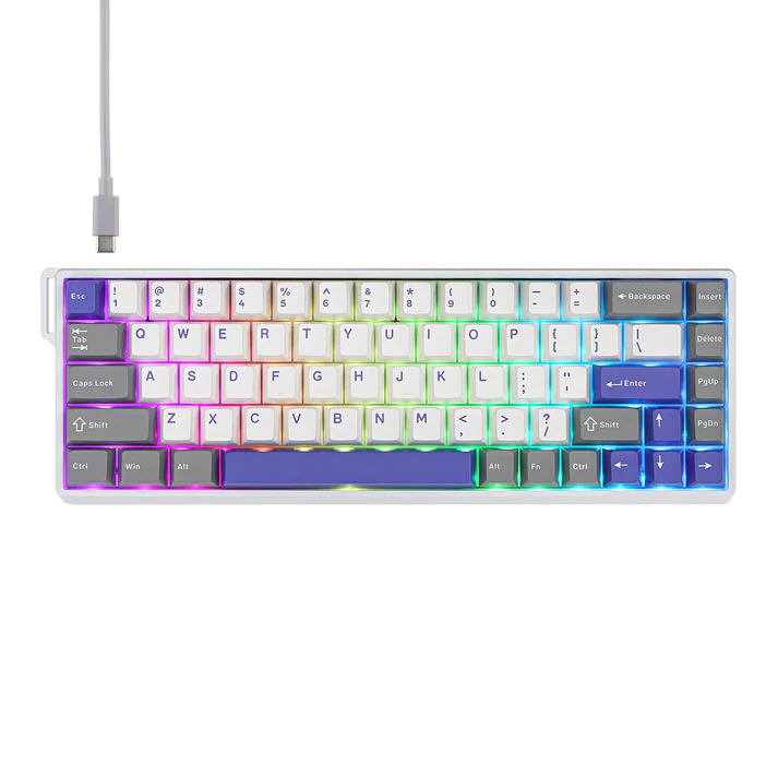 Aula WIN68 HE MAX White Blue, RGB Gasket, Hall Effect (Magnetica), Tastatura Gaming, Layout 65%, Alb