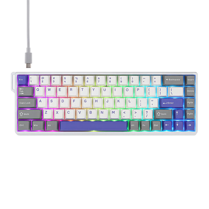 Aula WIN68 HE MAX White Blue, RGB Gasket, Hall Effect (Magnetica), Tastatura Gaming, Layout 65%, Alb