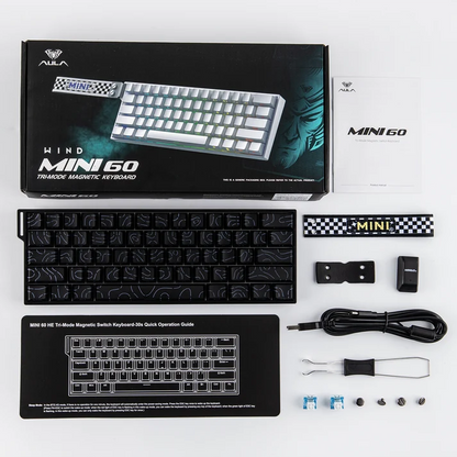 Aula MINI 60 HE MAX Black Contour, RGB Gasket, Hall Effect (Magnetica), Tastatura Gaming, Layout 60%, Negru