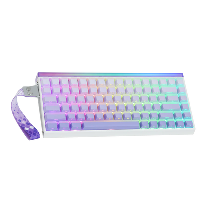 Aula HERO84 8K White Purple Contours, RGB Tray-Mount, Hall Effect (Magnetica), Tastatura Gaming, Layout 75%, Alb