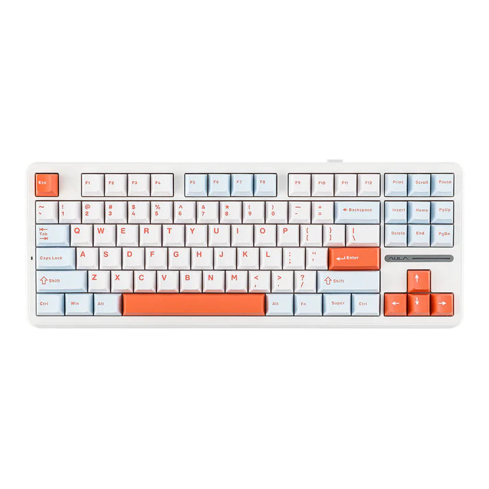 Aula F87 PRO White Blue, Hotswap RGB Gasket Bluetooth Wireless, Tastatura Mecanica Gaming, Alb