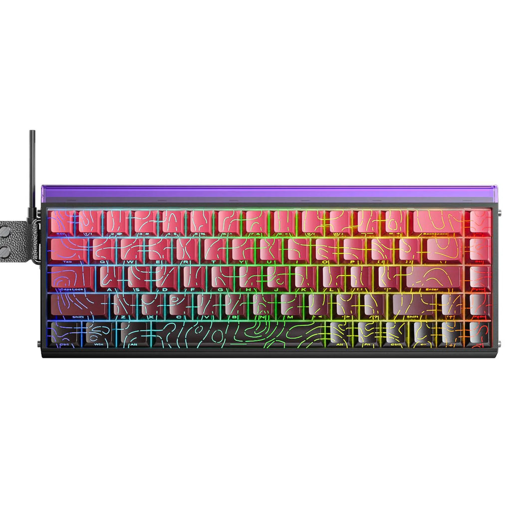 Aula HERO68 8K Black Red Contour (Side-Printed), RGB Gasket, Hall Effect (Magnetica), Tastatura Gaming, Layout 75%, Rosu