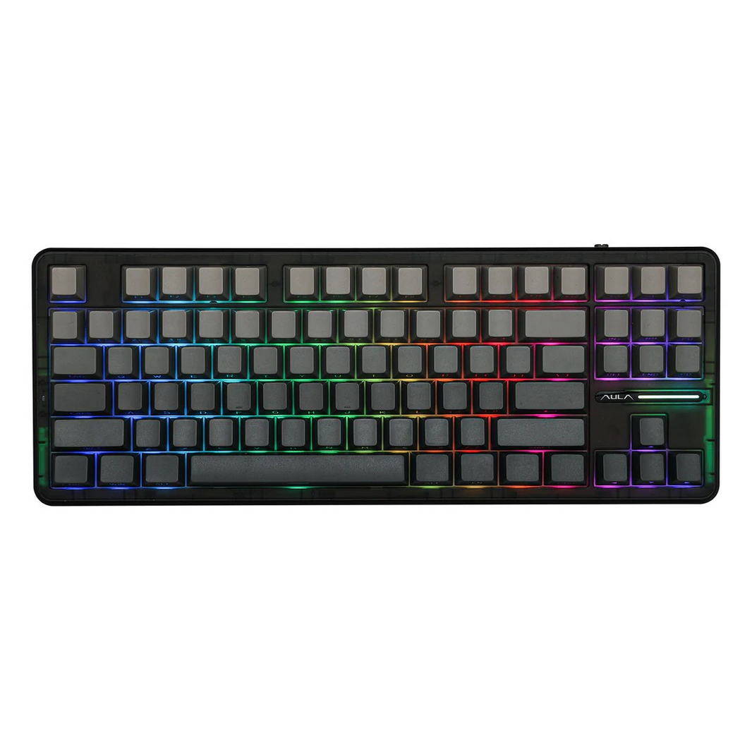 Aula F87 PRO Black Grey gradient (Side-Printed), Hotswap RGB Gasket Bluetooth Wireless, Tastatura Mecanica Gaming, Gri