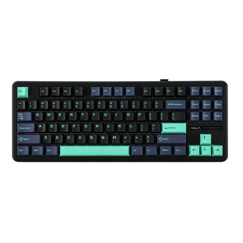 Aula F87 PRO Black Cyan, Hotswap RGB Gasket Bluetooth Wireless, Tastatura Mecanica Gaming, Negru