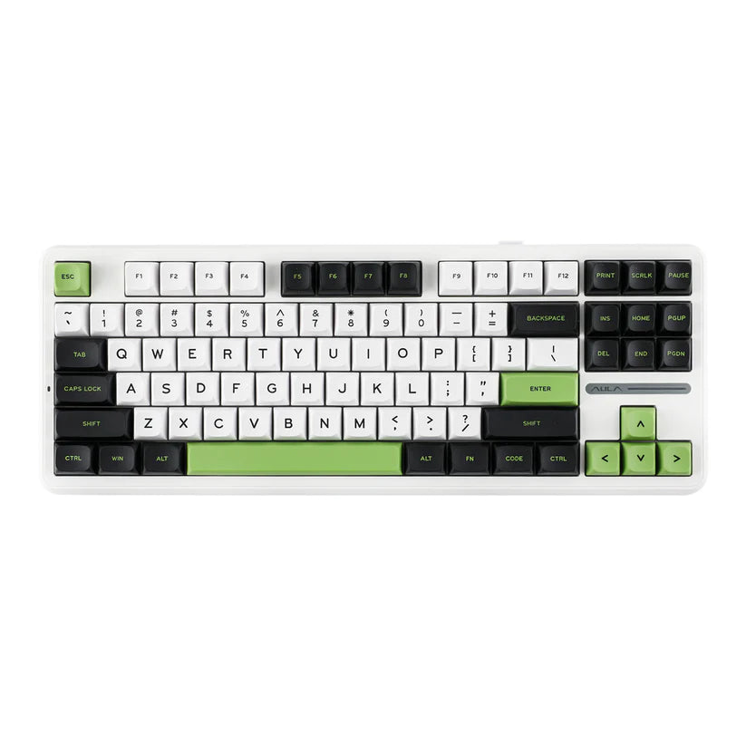 Aula F87 PRO White Green, Hotswap RGB Gasket Bluetooth Wireless, Tastatura Mecanica Gaming, Alb
