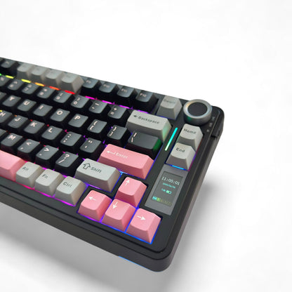 Aula S75 PRO Black Pink, Hotswap RGB Gasket Bluetooth Wireless, Tastatura Mecanica Gaming, Negru
