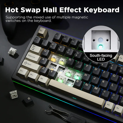 YUNZII RT80 Black, Rapid Trigger 8K Magnetic, RGB Gasket, Tastatura Gaming 75%, Negru