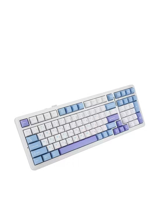 Aula F99 White Purple, Hotswap RGB Gasket Bluetooth Wireless, Tastatura Mecanica Gaming, Alb