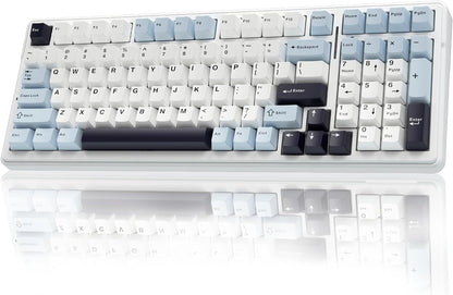 Aula F99 White Blue, Hotswap RGB Gasket Bluetooth Wireless, Tastatura Mecanica Gaming, Alb