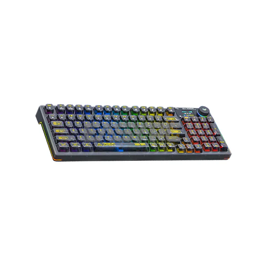 Aula F98 PRO Black Transparent, Hotswap RGB Gasket Bluetooth Wireless, Tastatura Mecanica Gaming, Negru