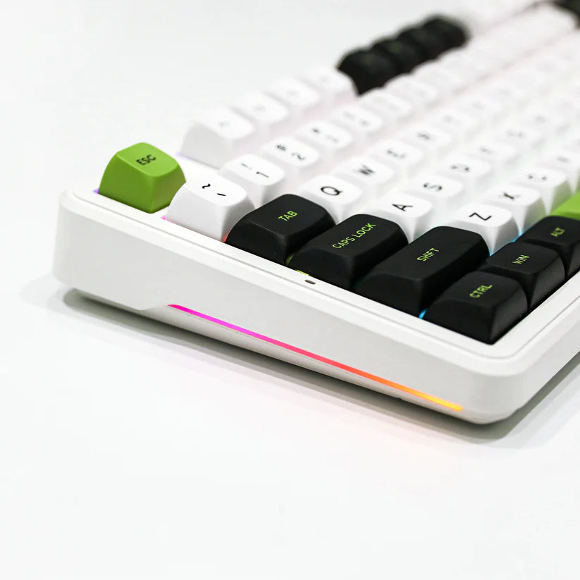 Aula F87 PRO White Green, Hotswap RGB Gasket Bluetooth Wireless, Tastatura Mecanica Gaming, Alb