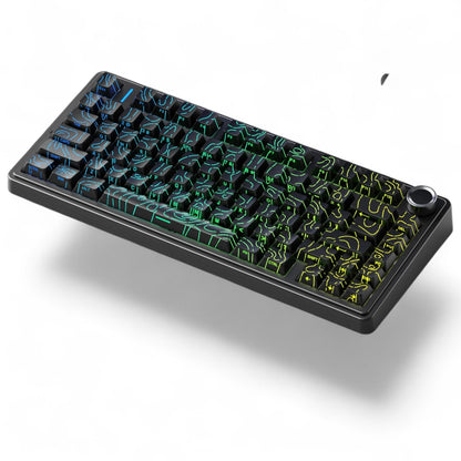 Aula F75 HE Black Contour, RGB Gasket Tri-Mode Bluetooth Wireless, Hall Effect (Magnetica), Tastatura Gaming, Layout 75%, Negru