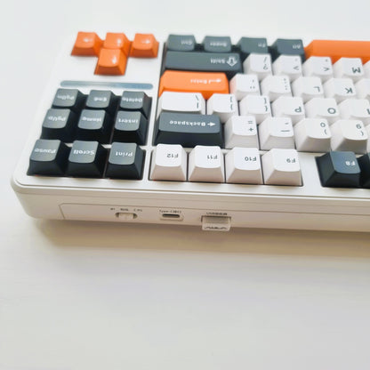 Aula F87 Orange White Hotswap RGB Gasket Bluetooth Wireless, Tastatura Mecanica Gaming, Alb