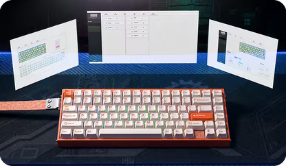 Aula HERO75 HE Orange Spiritcloud, RGB Gasket Tri-Mode Bluetooth Wireless, Hall Effect (Magnetica), Tastatura Gaming, Layout 75%, Portocaliu