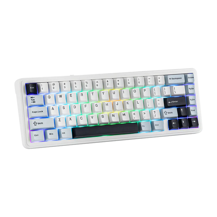 Aula F65 White Blue, Hotswap RGB Gasket Bluetooth Wireless, Tastatura Mecanica Gaming, Alb