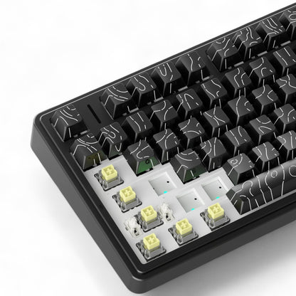 Aula F75 HE Black Contour, RGB Gasket Tri-Mode Bluetooth Wireless, Hall Effect (Magnetica), Tastatura Gaming, Layout 75%, Negru