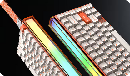 Aula HERO75 HE Orange Spiritcloud, RGB Gasket Tri-Mode Bluetooth Wireless, Hall Effect (Magnetica), Tastatura Gaming, Layout 75%, Portocaliu