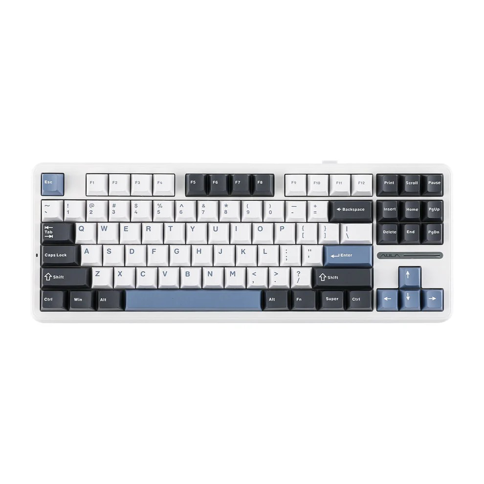 Aula F87 PRO Smoke Blue, Hotswap RGB Gasket Bluetooth Wireless, Tastatura Mecanica Gaming, Alb