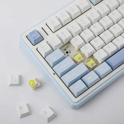 Aula F75 Sea Salt Blue, Hotswap RGB Gasket Bluetooth Wireless, Tastatura Mecanica Gaming, Alb