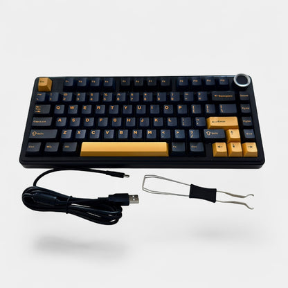 Aula F75 Black Yelow, Hotswap RGB Gasket Wired, Tastatura Mecanica Gaming, Negru cu Fir