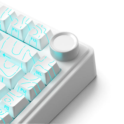 Aula F75 HE White Contour, RGB Gasket Tri-Mode Bluetooth Wireless, Hall Effect (Magnetica), Tastatura Gaming, Layout 75%, Alb